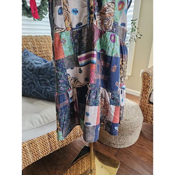 Anthropologie Pilcro Patchwork Tiger Midi Dress Women's Size M Boho - Picture 3 of 10